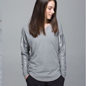 LULULEMON grey shimmer weekend long sleeve